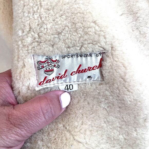 Vintage David Church Suede Mens Coat Size 40 Brown Shearling Sheepskin Marlboro - Picture 10 of 12